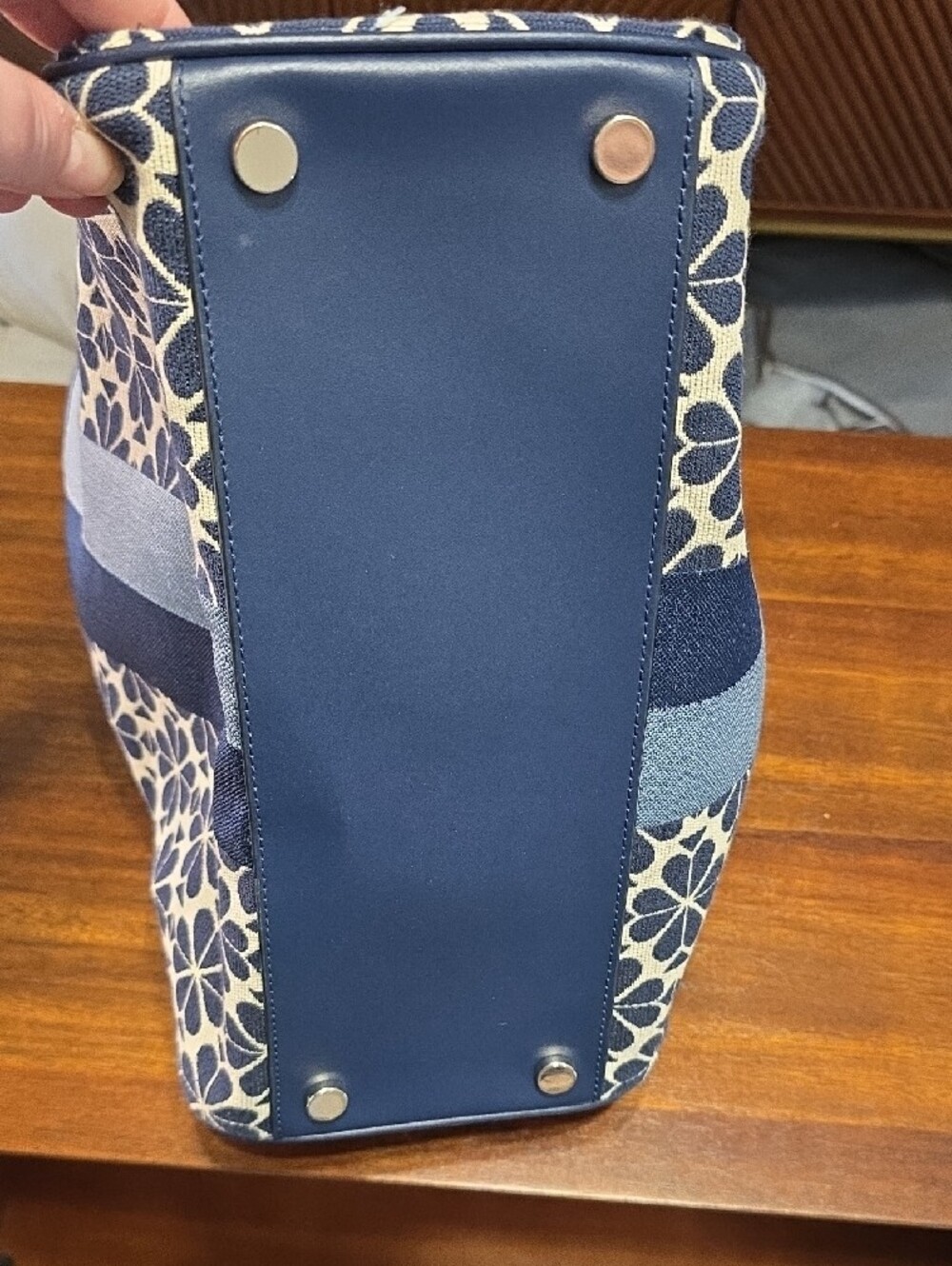 kate spade Navy and Cream Floral Tote with Blue Stripe - Picture 6 of 9